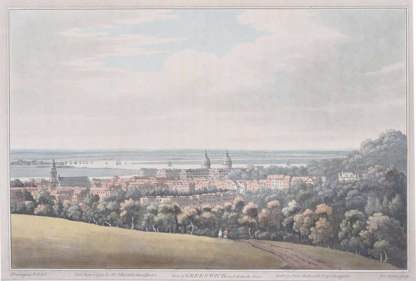 Joseph Constantine Stadler (1755 – 1828) After Joseph Farington (1747 – 1821) View Of Greenwich And Down The River (1795) photo 480.0