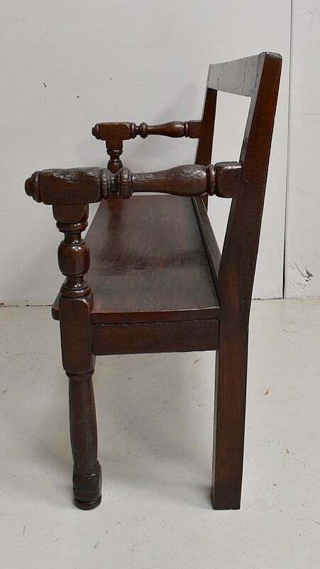Small Bench With Oak Backrest, Louis XIV – 19th Century Style photo vinterior