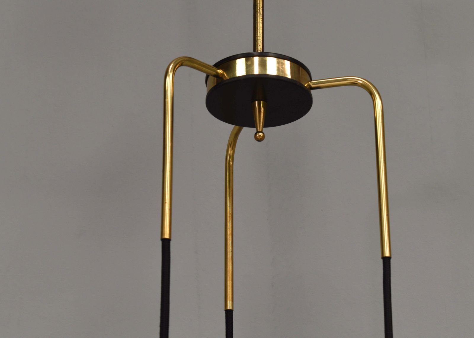 photo furniture Stilnovo Chandelier With Opaline Glass Shades And Brass – Italy, Circa 1950