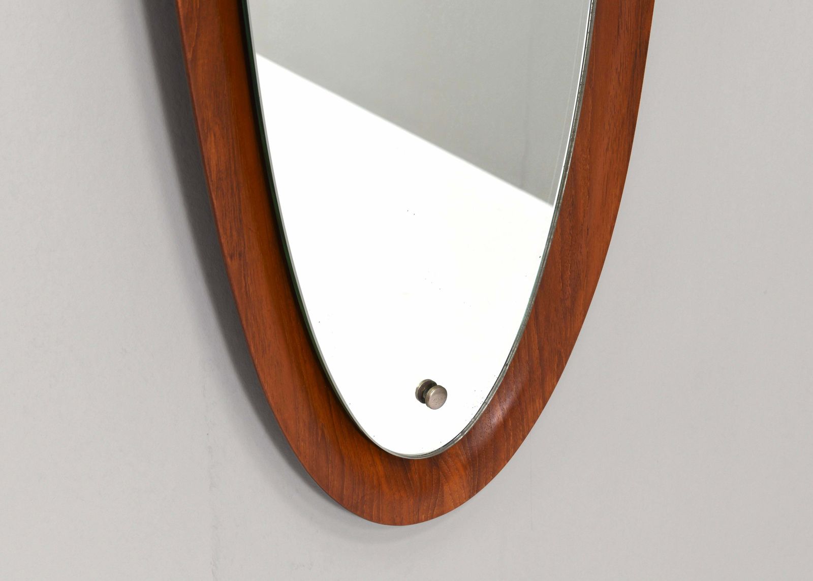 Italian Teak Wall Mirror By Mac Arredamenti, Italy, Circa 1950 photo vintage