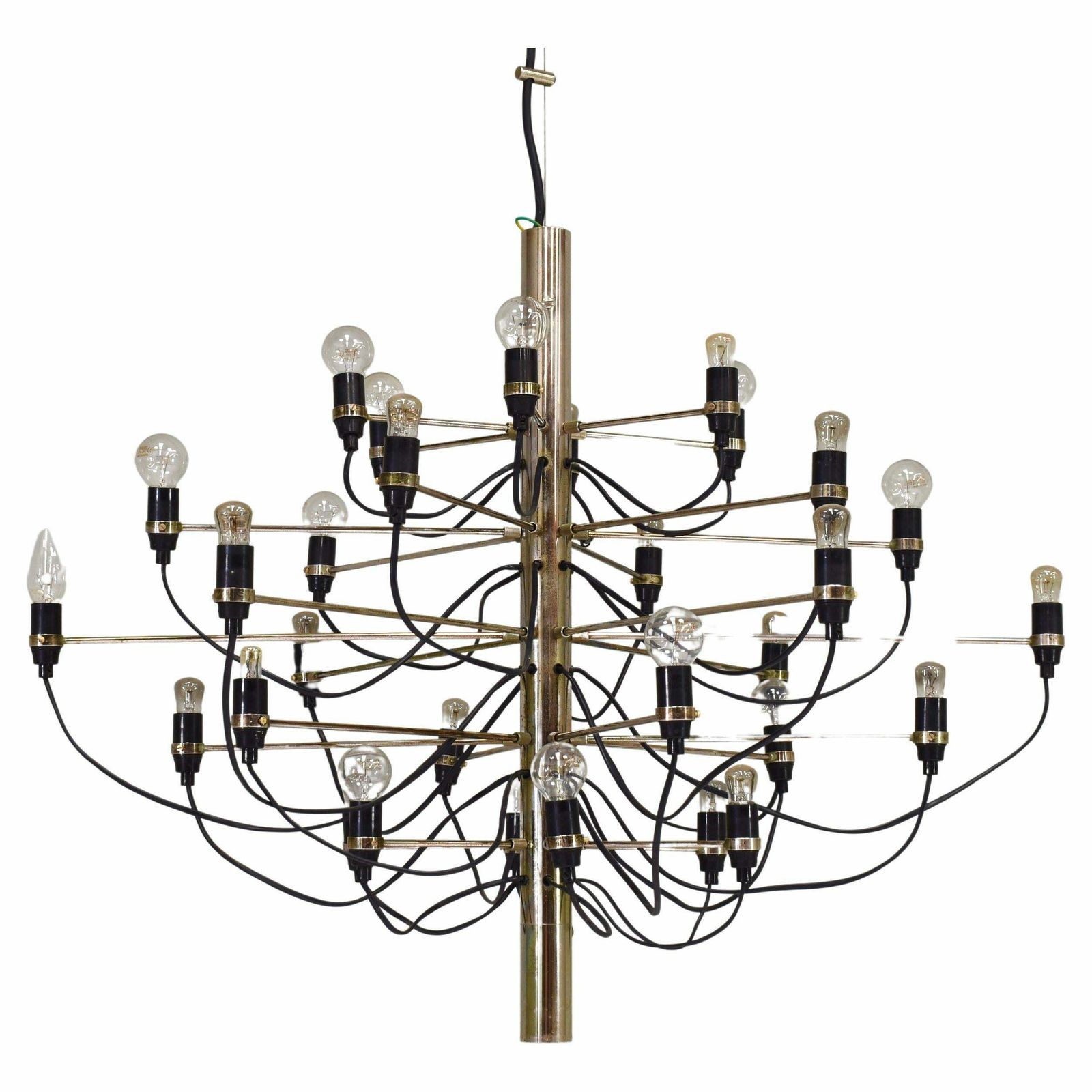 Early Edition Gino Sarfatti 2097/30 Brass Chandelier For Arteluce / Flos, Italy