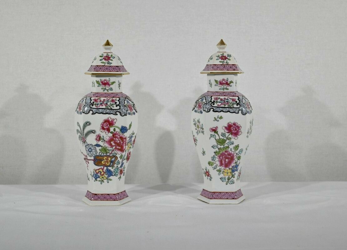 Pair Of Hexagonal Earthenware Vases, China   Late 19th Century photo furniture