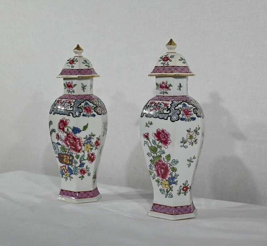 Pair Of Hexagonal Earthenware Vases, China   Late 19th Century photo Home Decor