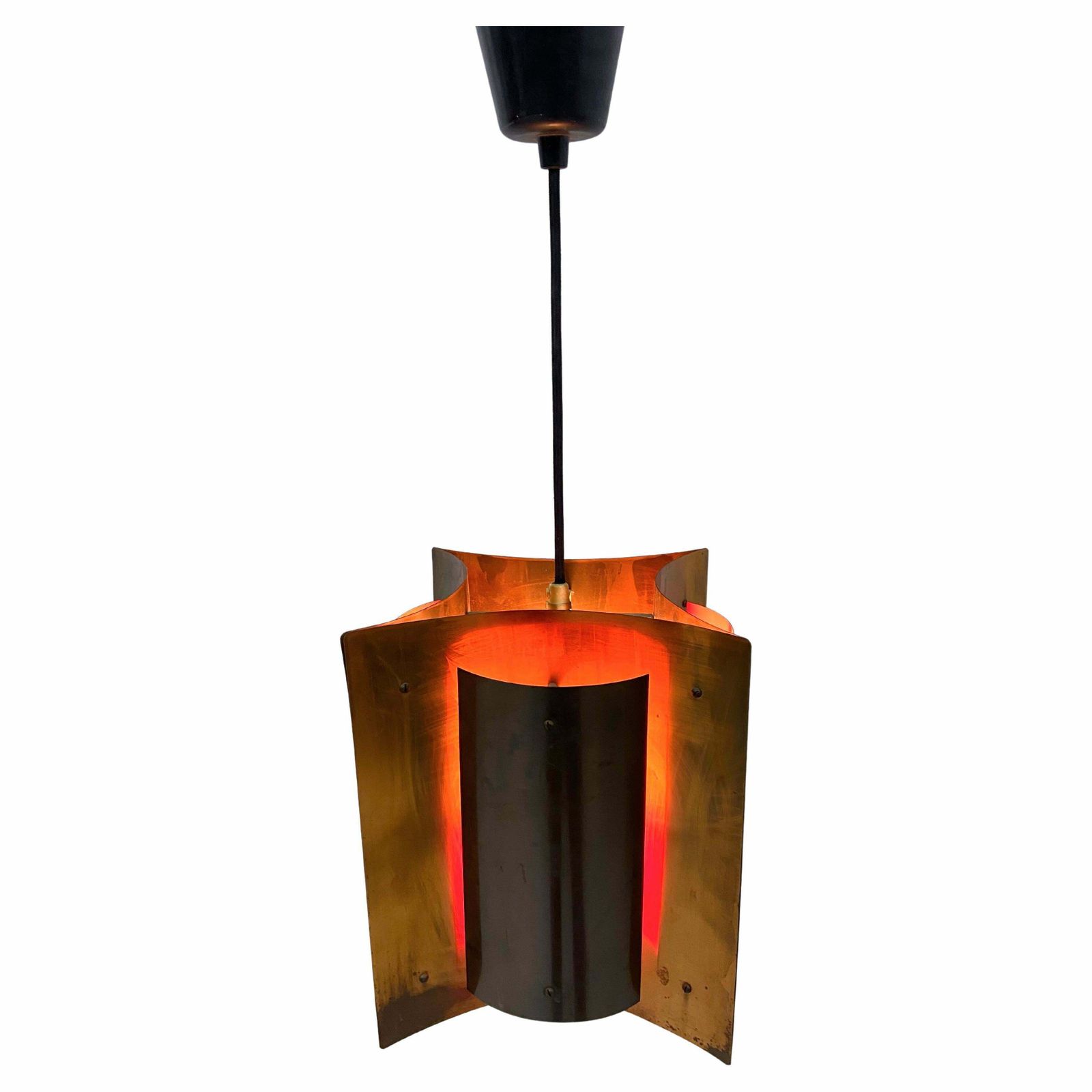 Koperen En Messing Plafondlamp, Scandinavië, Ca. Jaren 1930