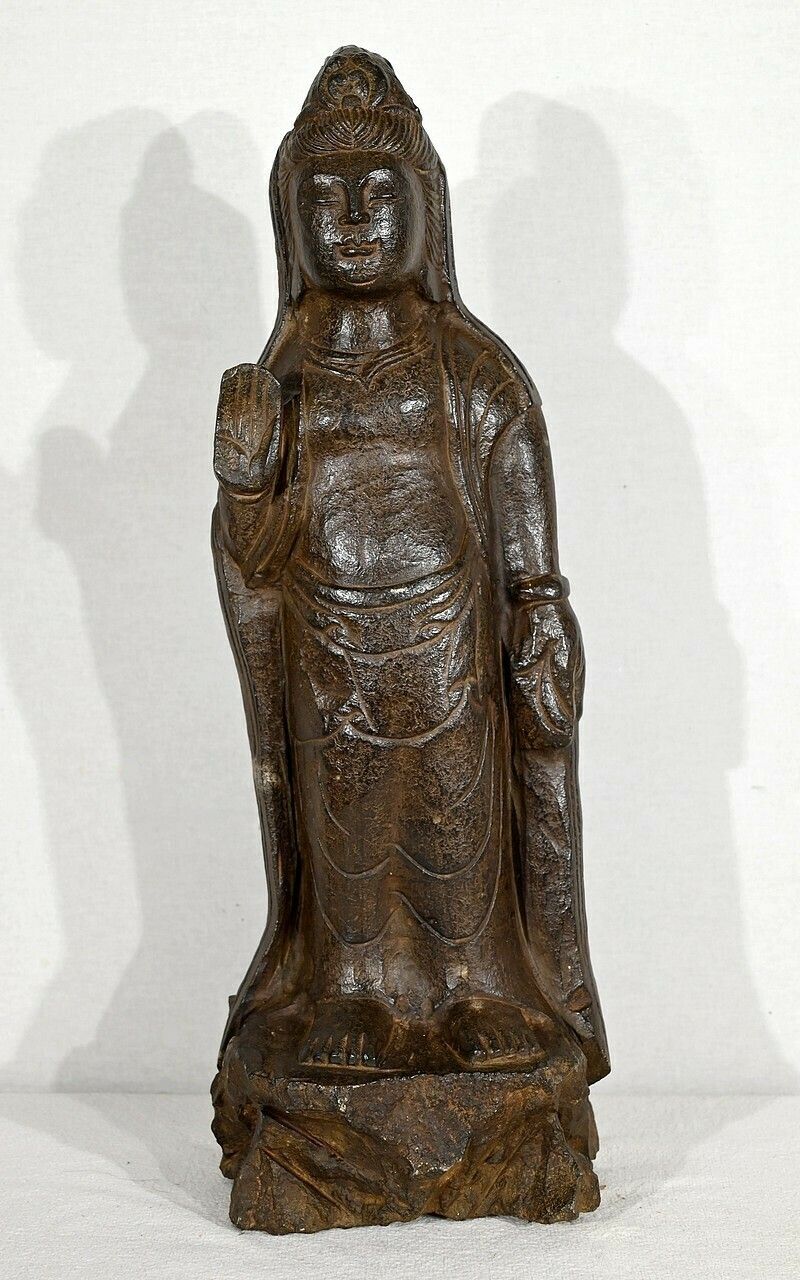 Black Stone Buddha Statue, China   2nd Half Of The 19th Century