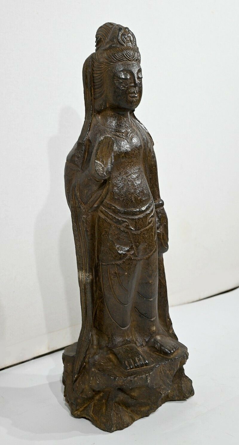 Black Stone Buddha Statue, China   2nd Half Of The 19th Century photo furniture