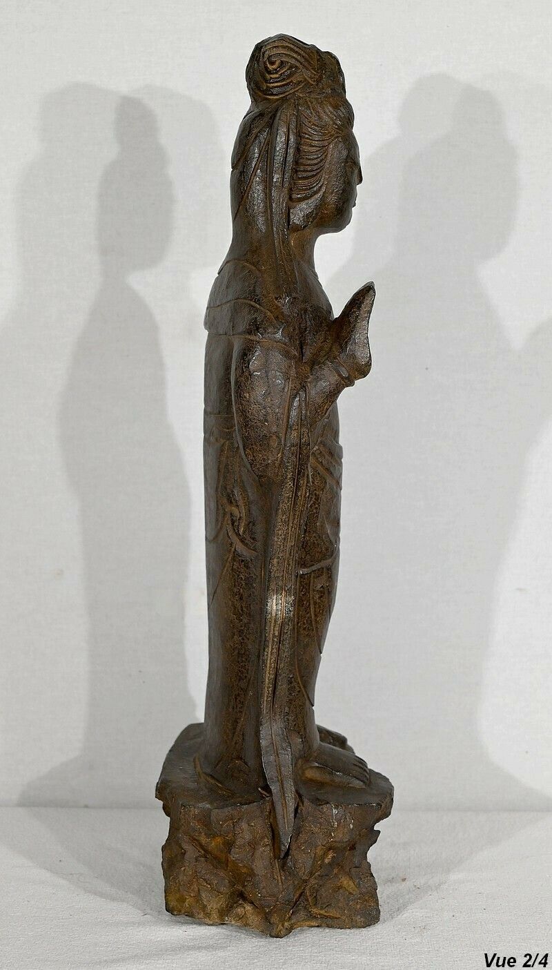 2157.85 Black Stone Buddha Statue, China   2nd Half Of The 19th Century photo