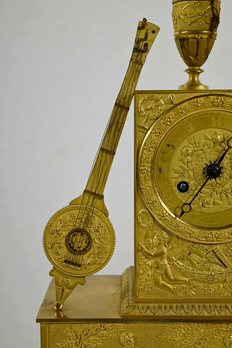 photo for sale Clock In Gilt Bronze, Stamped "Leroy Palais Royal", Empire Period   Early 19th Century