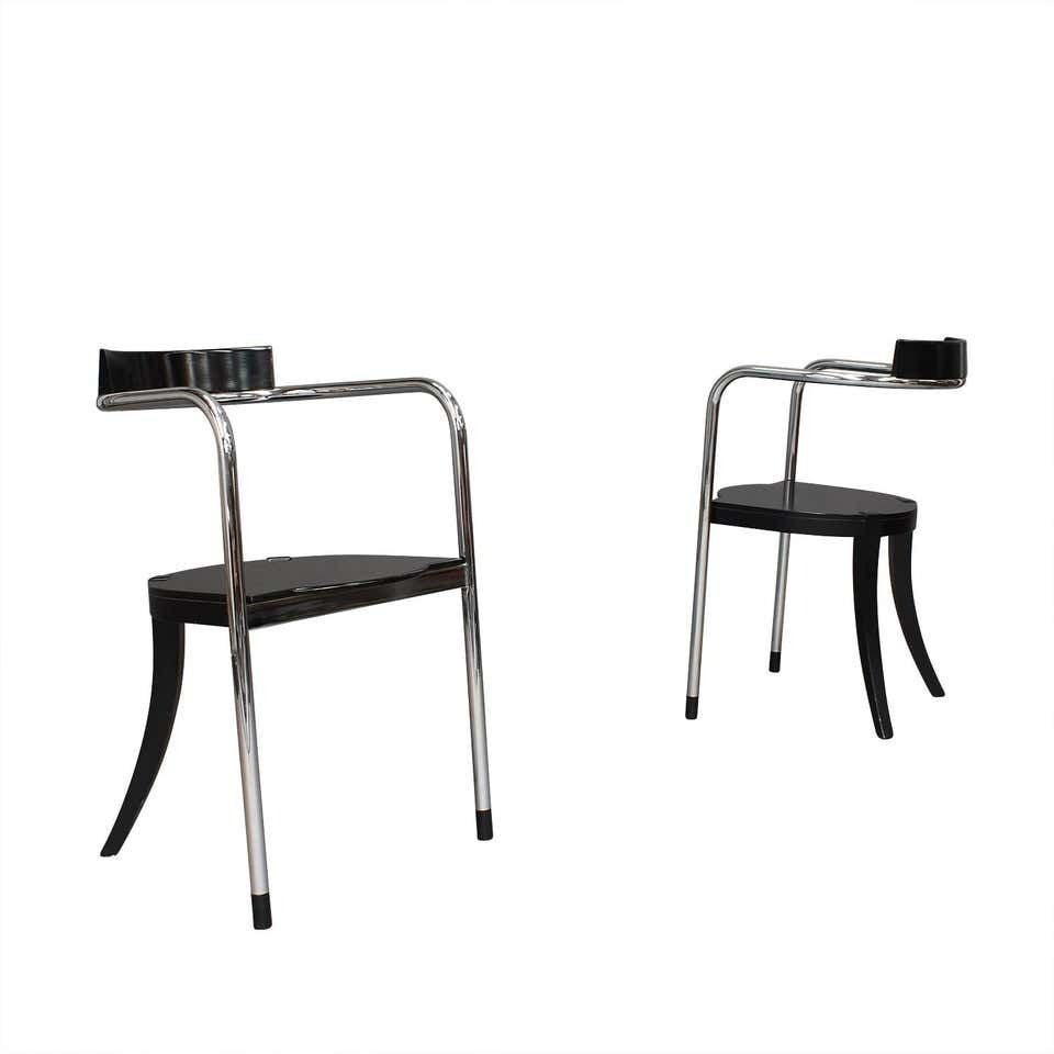 Pair Of Chrome Dining Armchairs By David Palterer For Zanotta, Italy, 1987 photo furniture