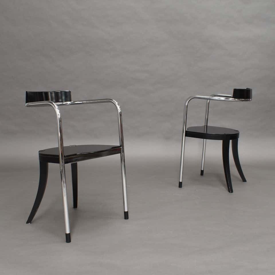 Pair Of Chrome Dining Armchairs By David Palterer For Zanotta, Italy, 1987 photo 1349.92