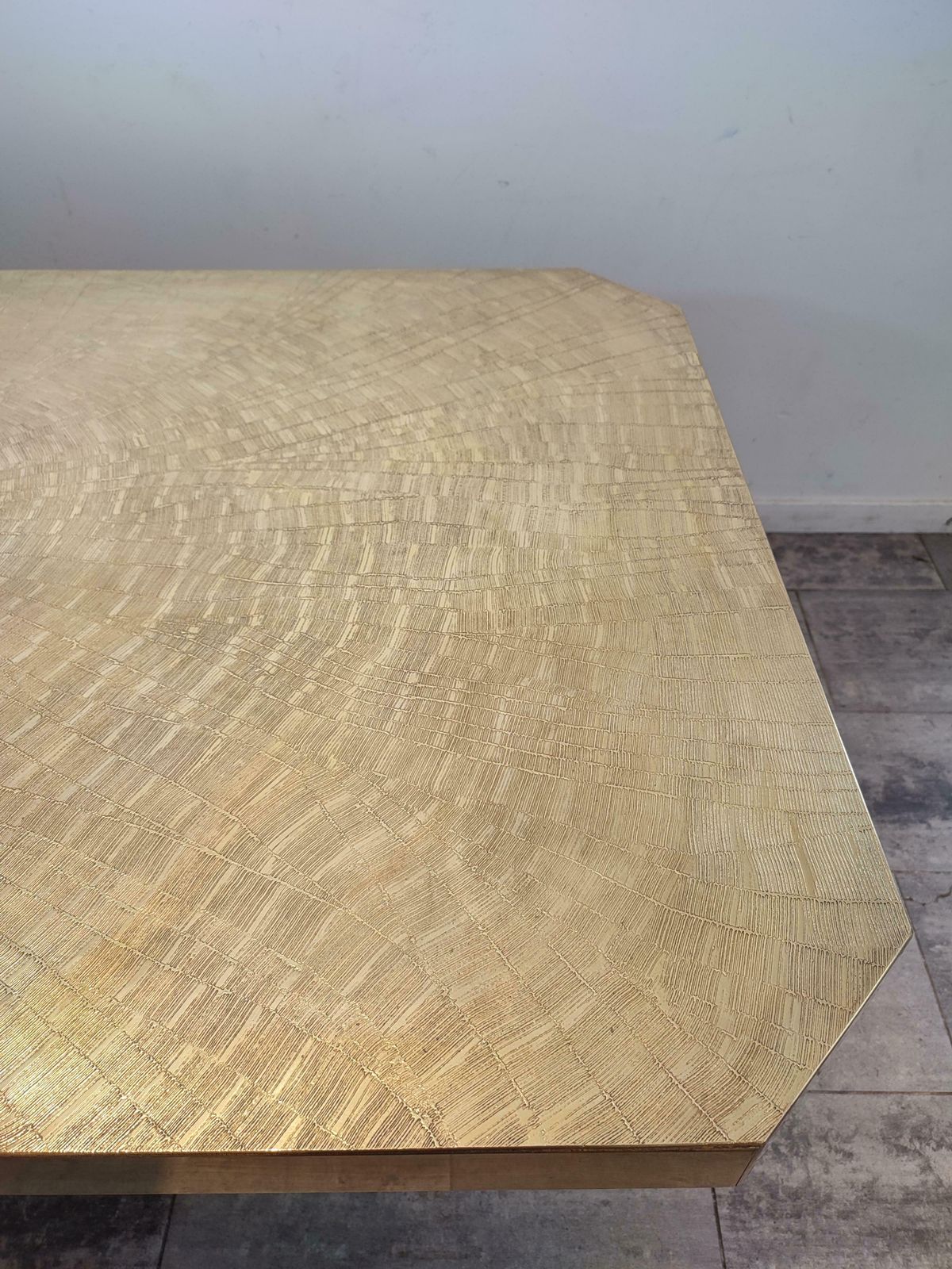 Brass Etched Dining/ Desk Table By "Georges Mathias" photo vinterior