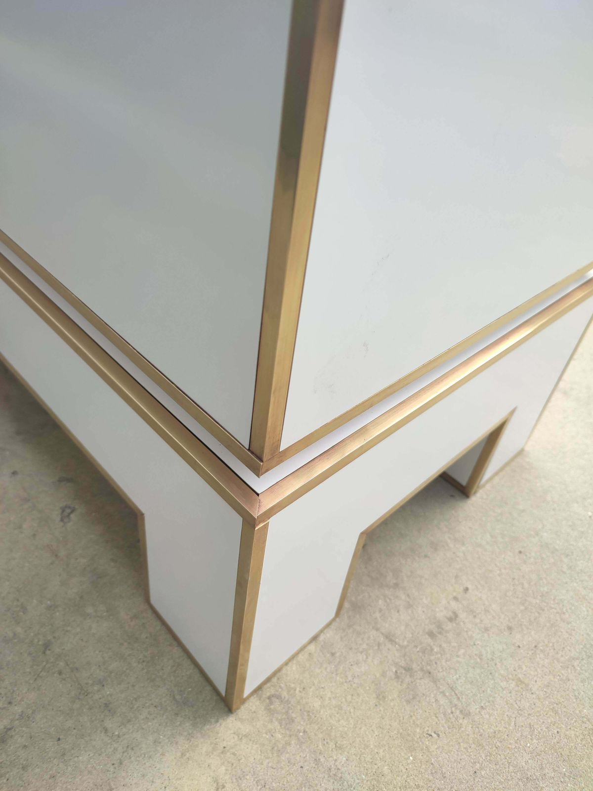 White Credenza With Brass Details From Alain Delon For Maison Jansen, France photo for sale