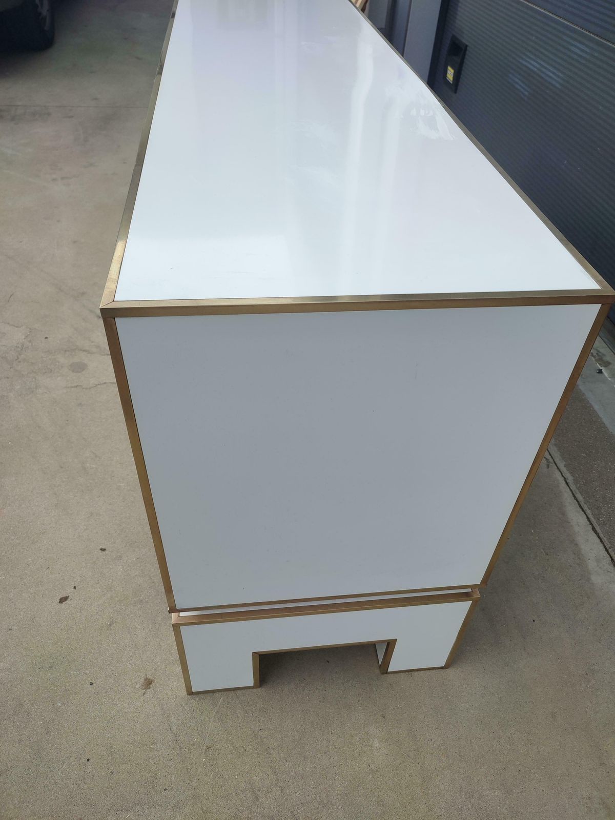White Credenza With Brass Details From Alain Delon For Maison Jansen, France photo 7614.0