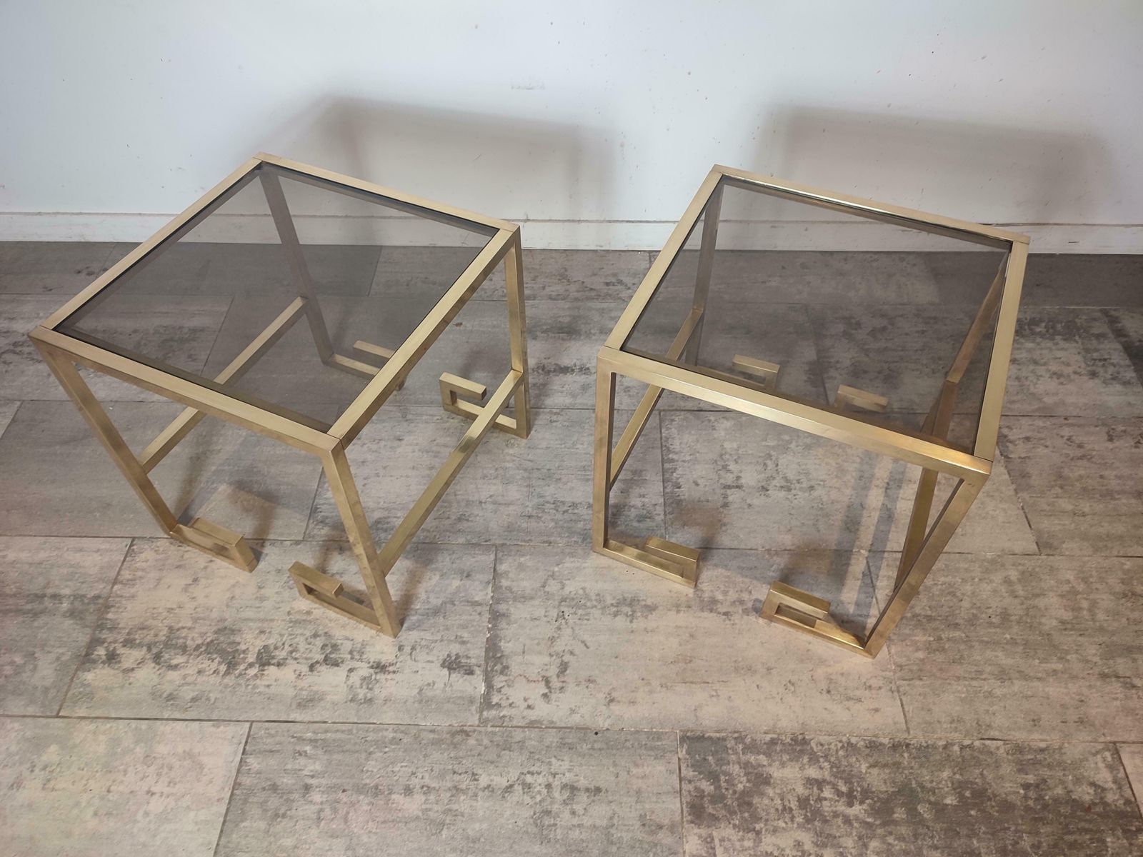 G Shape Pair Of Side Tables From Belgo Chrom photo for sale