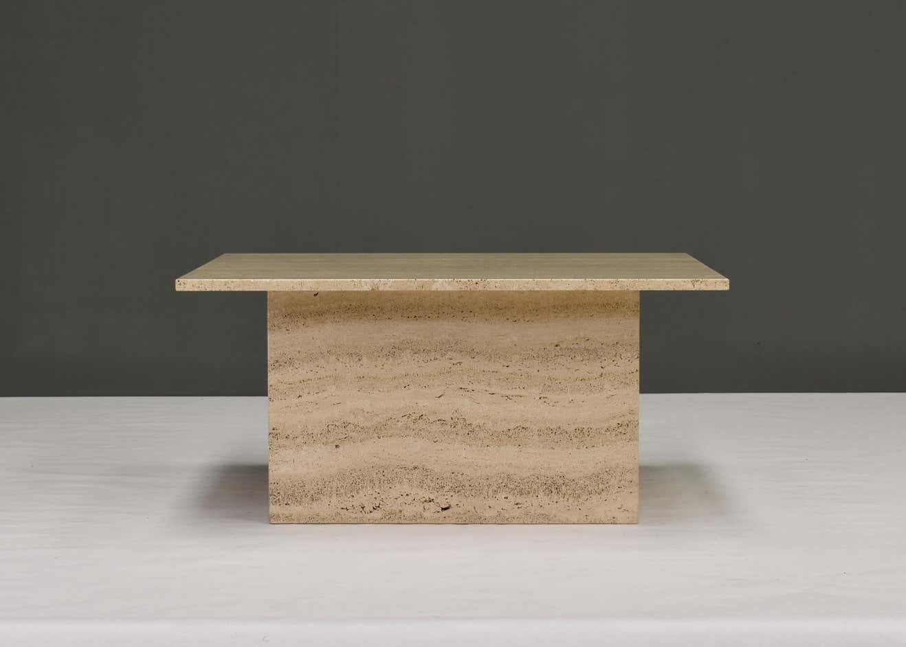 Square Travertine Coffee Table In The Style Of Up&Up Mangiarotti, Italy, 1970 photo for sale
