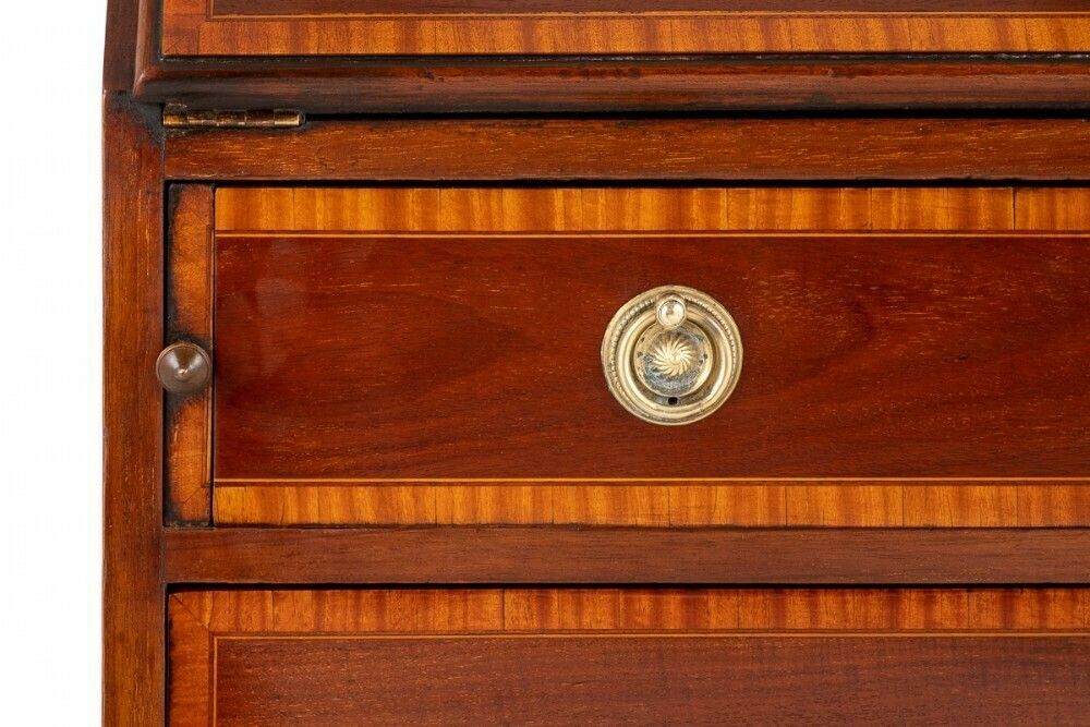 Regency Revival Bureau Ladies Desk Mahogany Inlay 1890 photo vintage