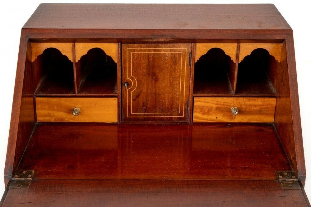 photo furniture Regency Revival Bureau Ladies Desk Mahogany Inlay 1890