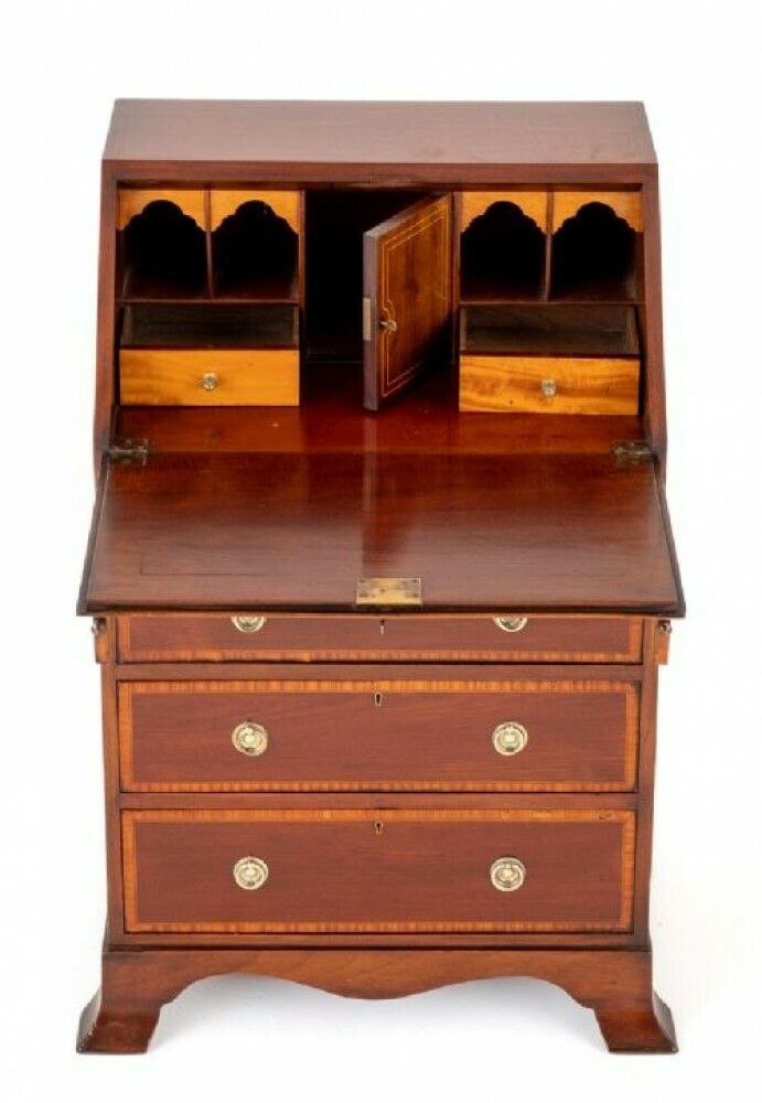 photo for sale Regency Revival Bureau Ladies Desk Mahogany Inlay 1890