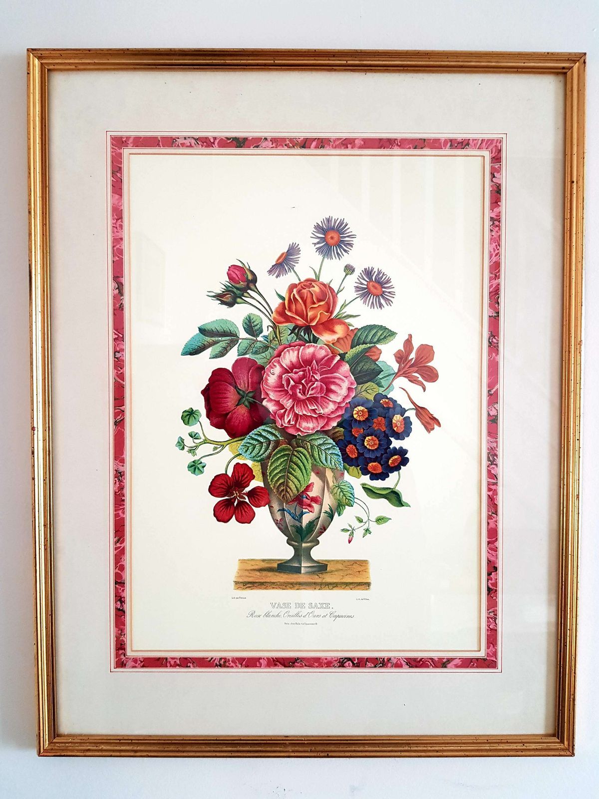 Large, Framed French Vintage Print photo furniture