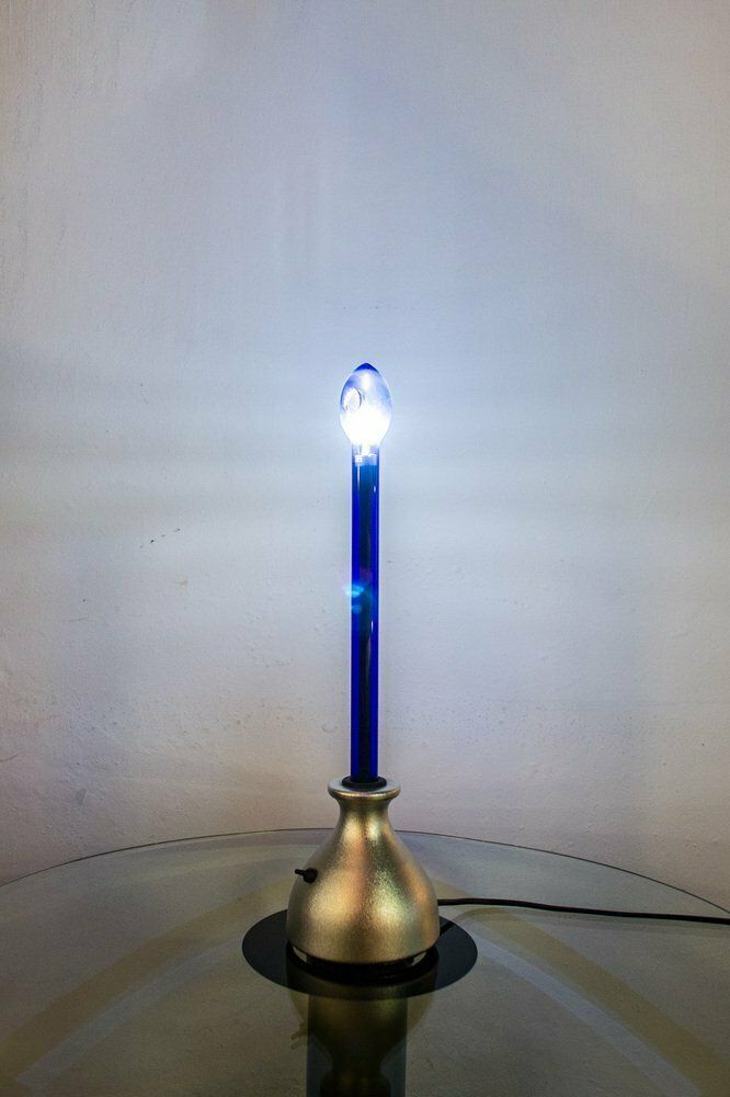 Postmodern Table Lamp With Aluminum And Glass Base, Italy, Early 21st Century photo for sale