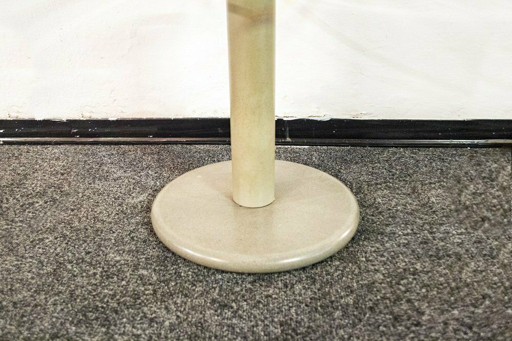 Enamelled Iron Table With Granite Base And Glass Top, 1980s photo Furniture