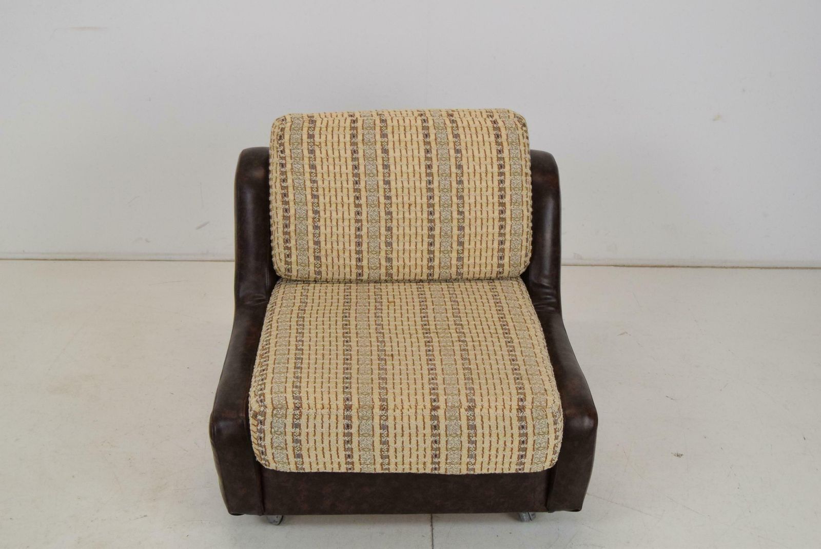 Mid Century Leatherette Armchair On The Wheels,1970's. photo 372.0