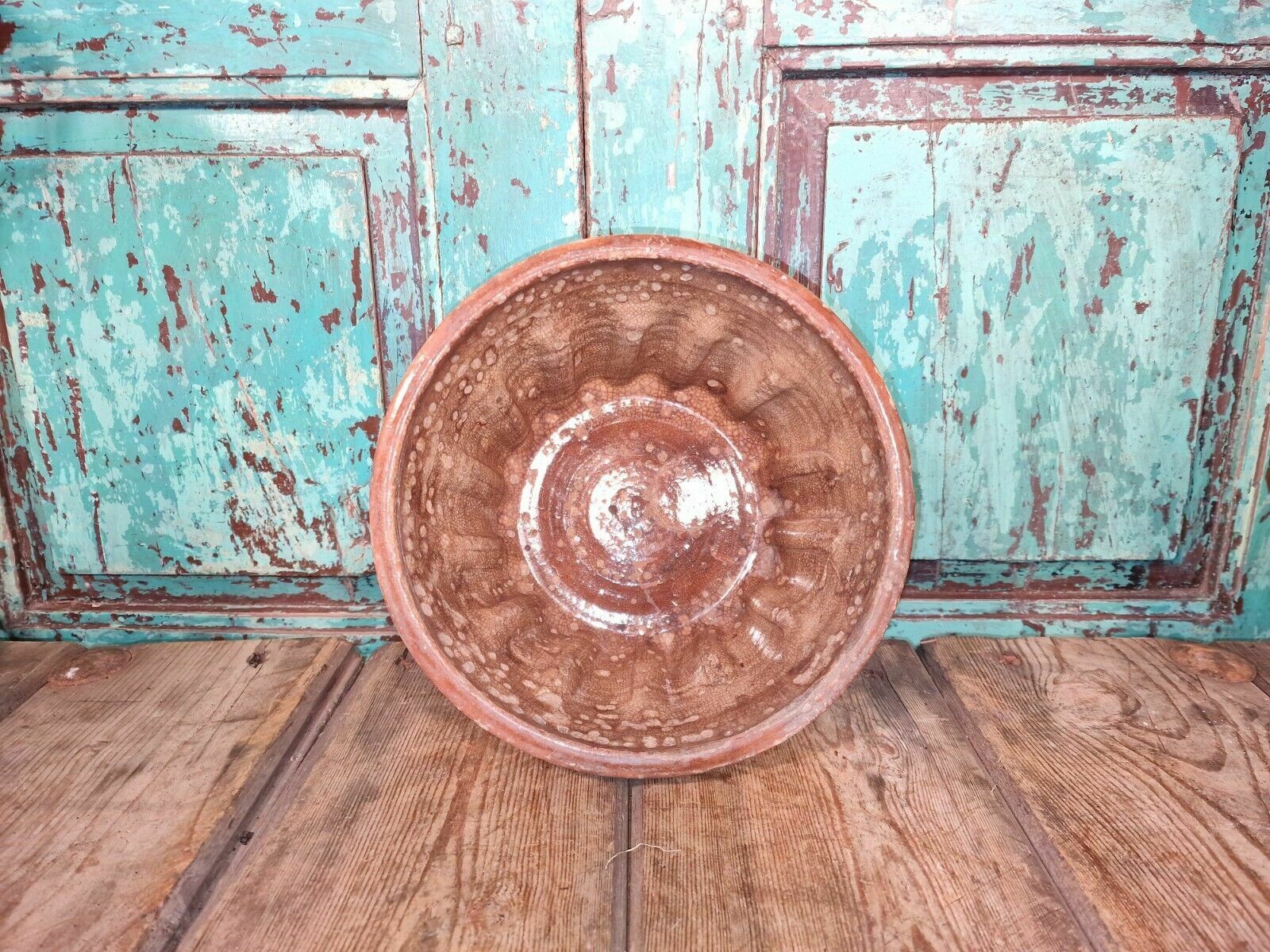 Antique 19th Century French Hand Made Glazed Terracotta Cake Mold Mould photo for sale