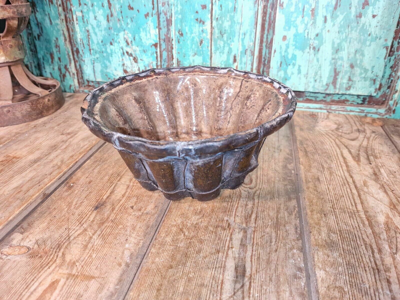 Antique 19th Century French Hand Made Glazed Terracotta Cake Mold Mould photo Home Decor