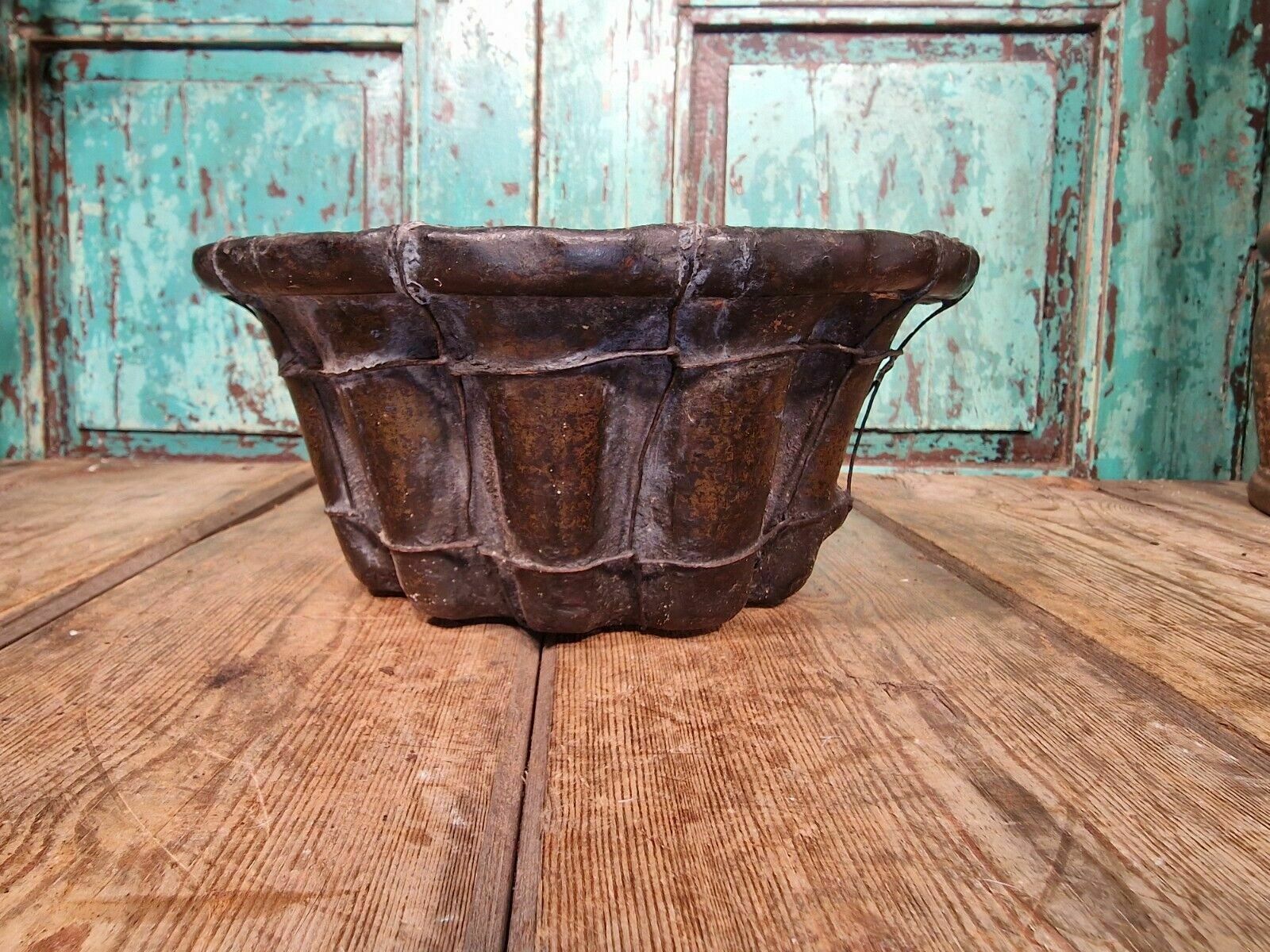 Antique 19th Century French Hand Made Glazed Terracotta Cake Mold Mould photo 75.0