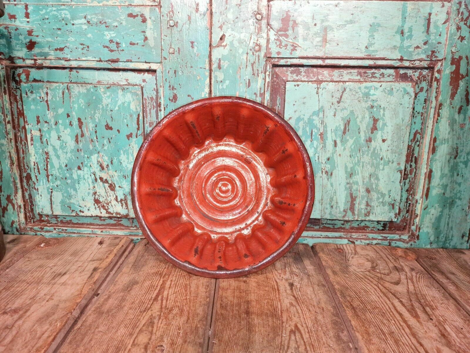 Antique 19th Century French Hand Made Glazed Terracotta Cake Mold Mould photo 65.0