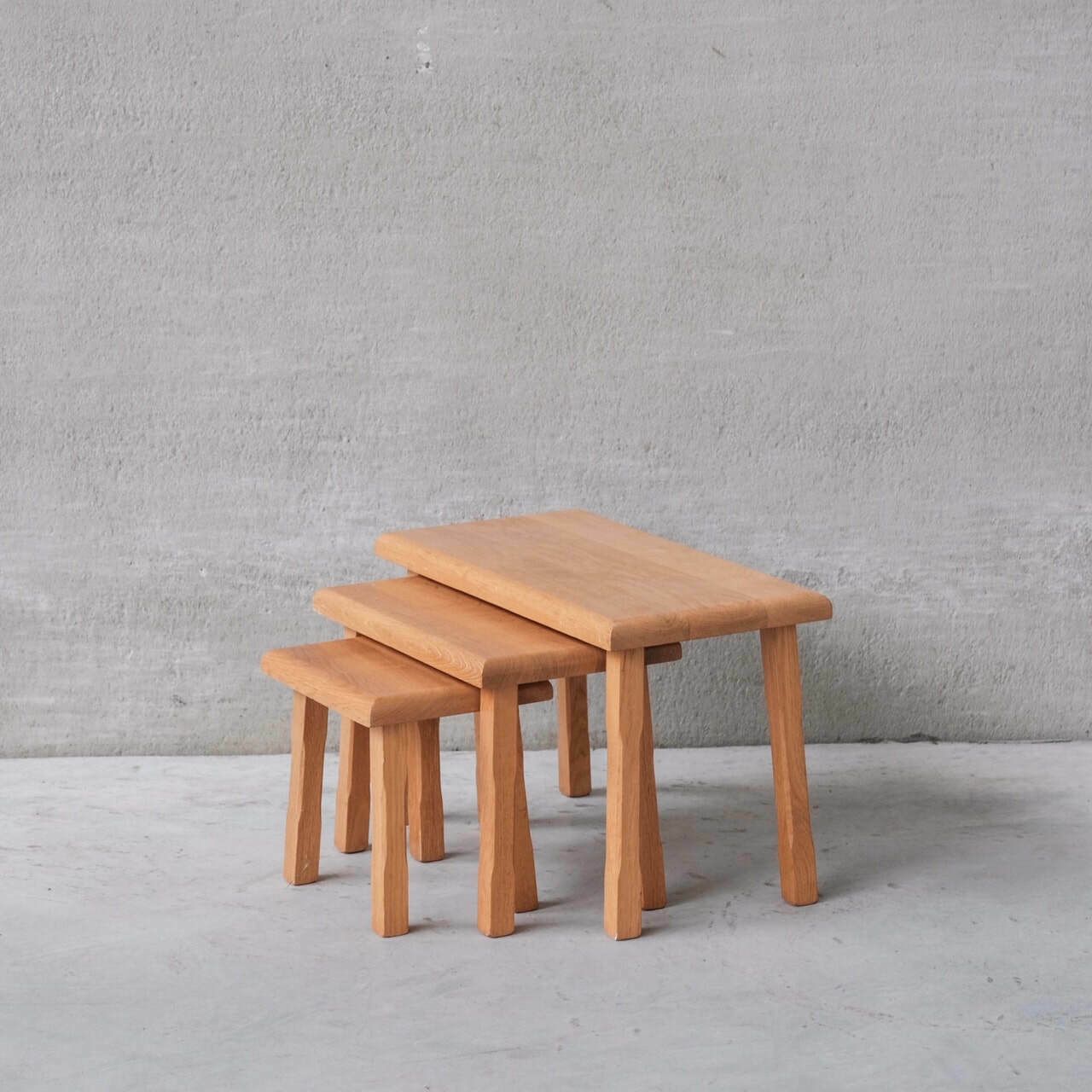 Set Of Three Mid Century Blonde Oak Nesting Tables