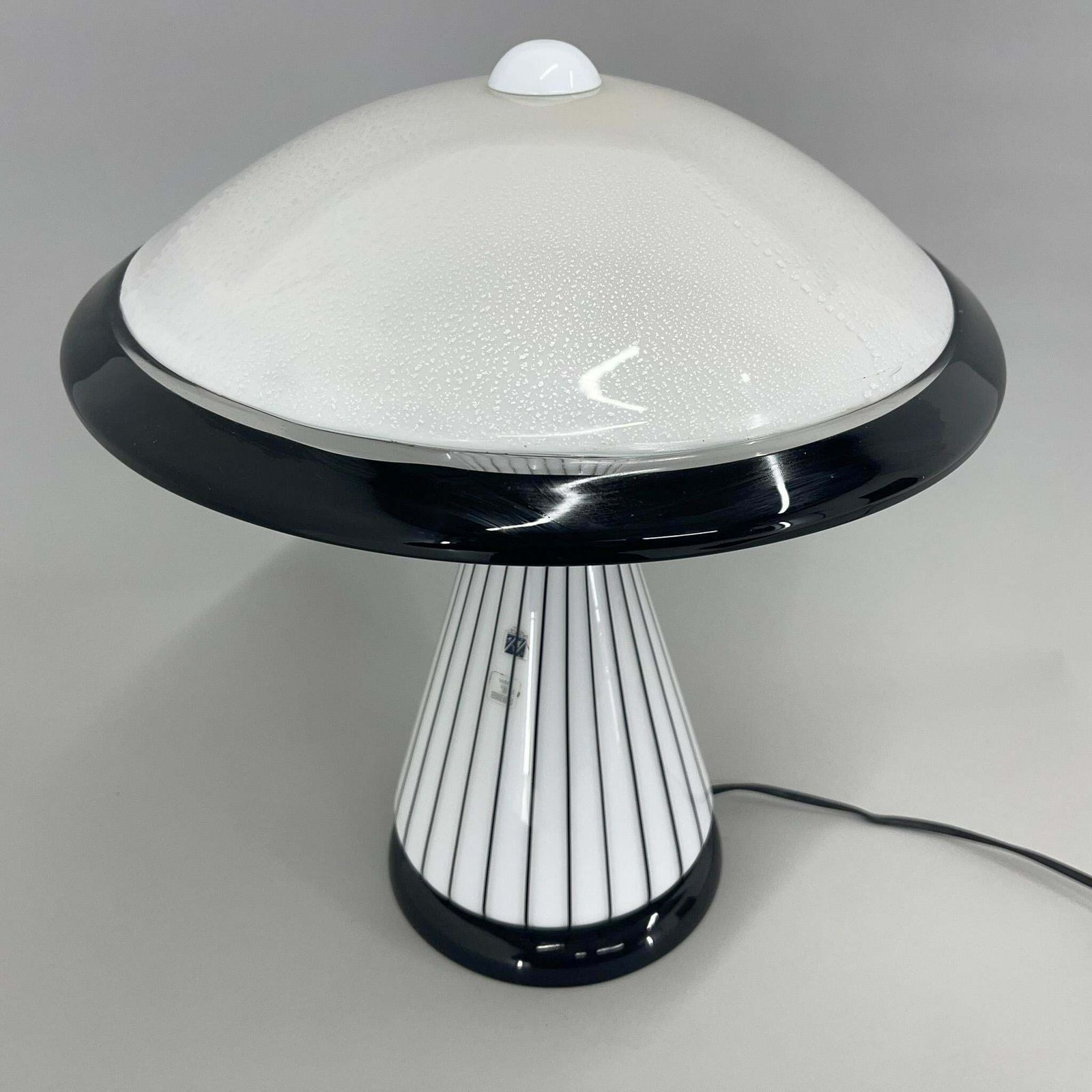 photo for sale 1980's Rare Italian Mushroom Vetri Murano Glass Table Lamp By Zonca, Labeled