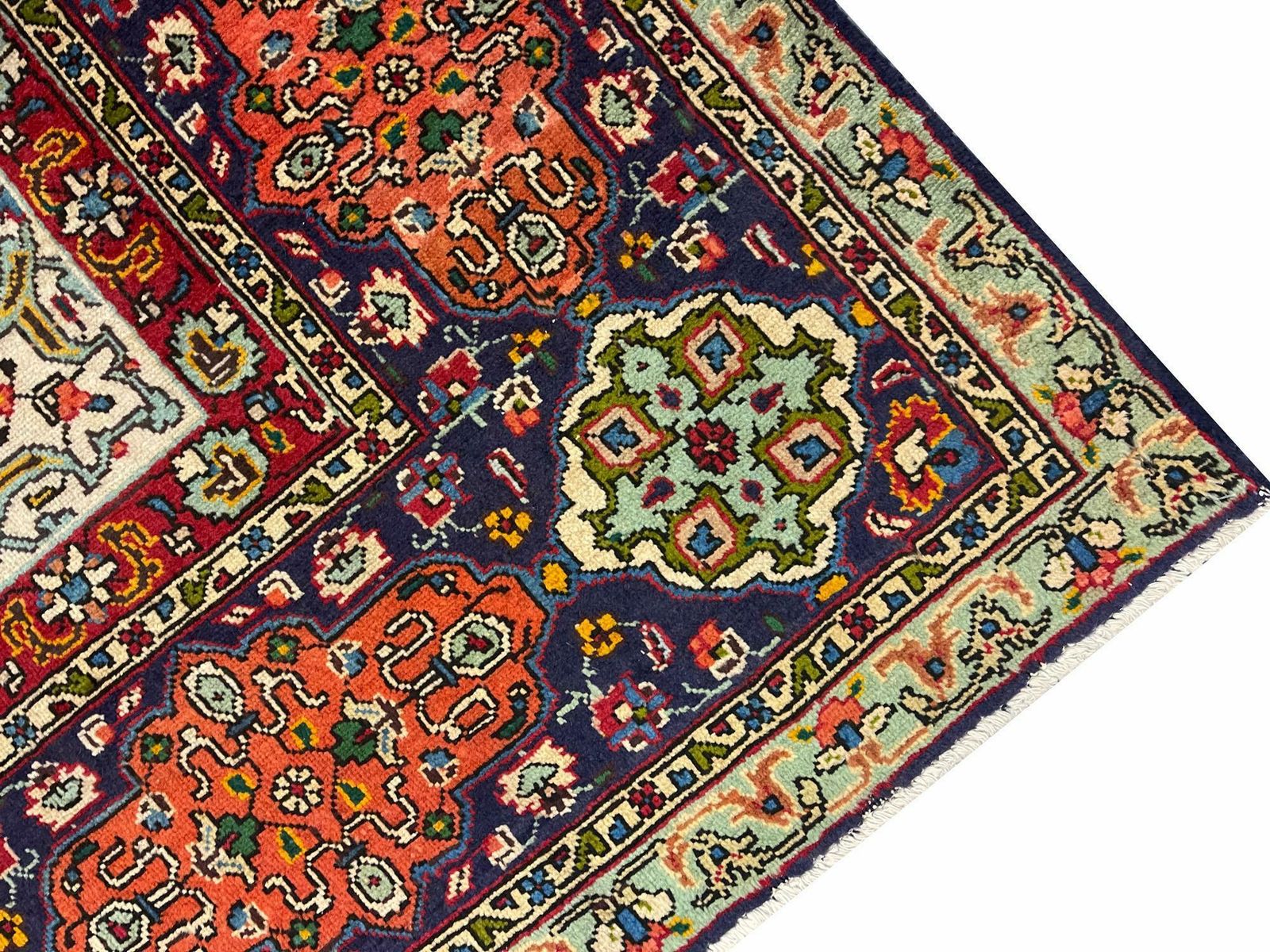 Large Semi Antique Rug Oriental Carpet Handwoven Blue Wool Living Room Rug photo 6500.0