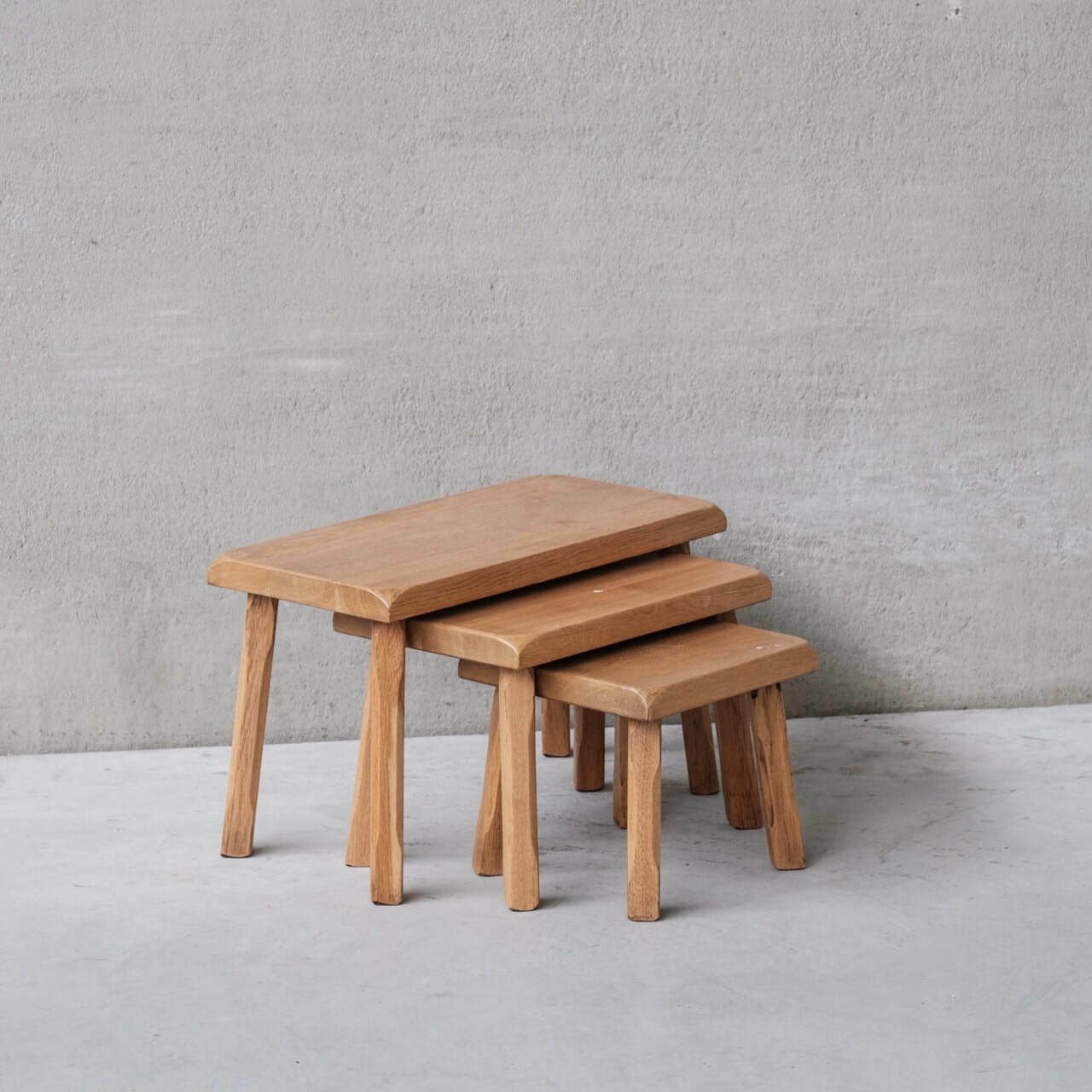 Set Of Three Mid Century Blonde Oak Nesting Tables