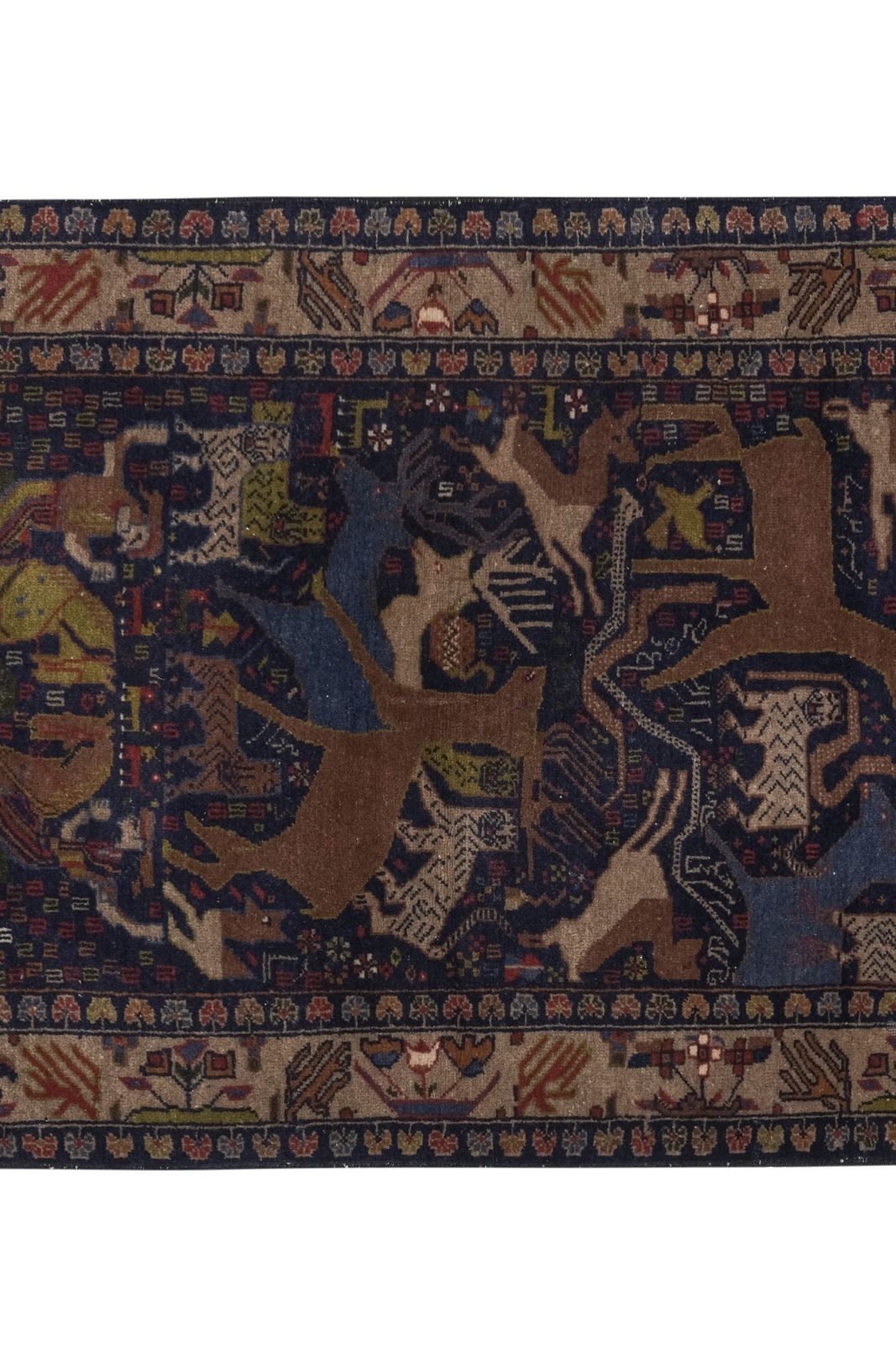 1970s Vintage Opal Blue Animal Garden Caucasian Rug photo 700.0