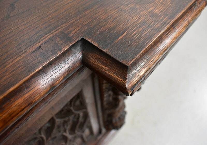 Small Landing Linen Chest In Oak, Renaissance Style   Late 19th Century photo vinterior