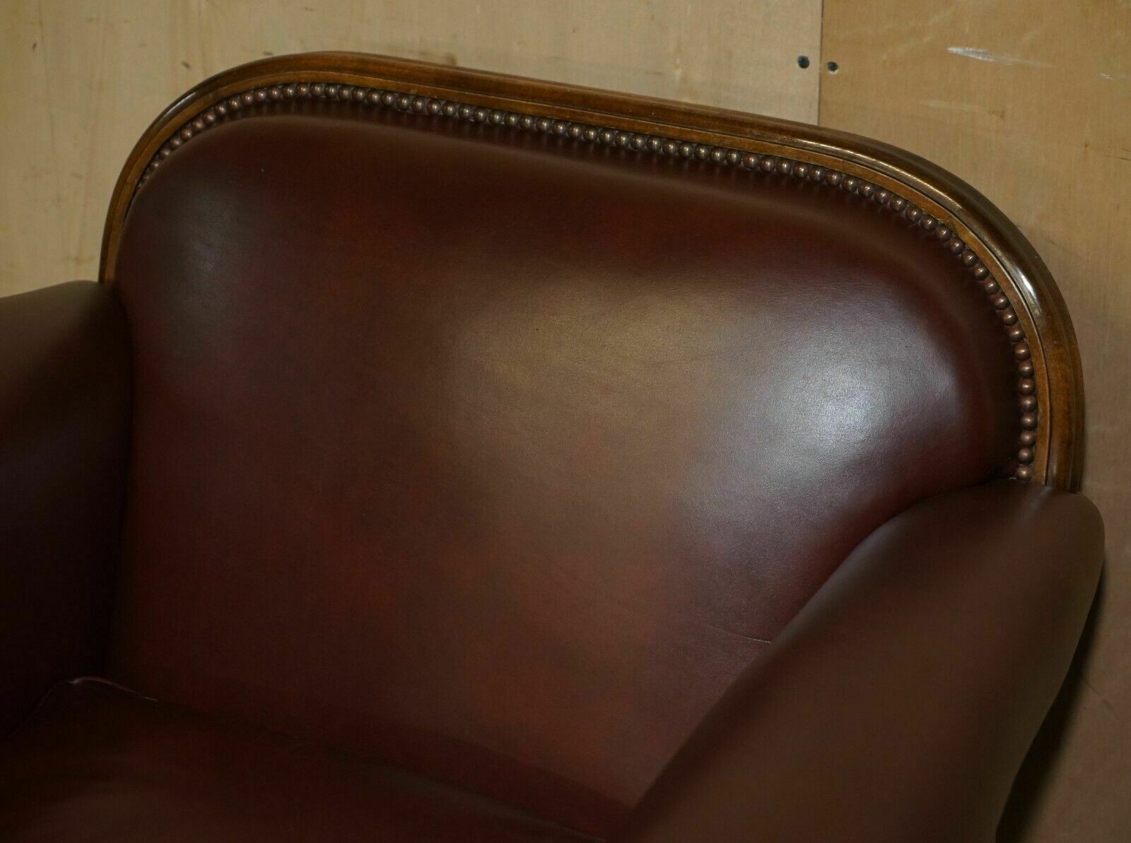 Antique Victorian Pair Of Claw & Ball Feet Brown Leather Walnut Club Armchairs photo Furniture
