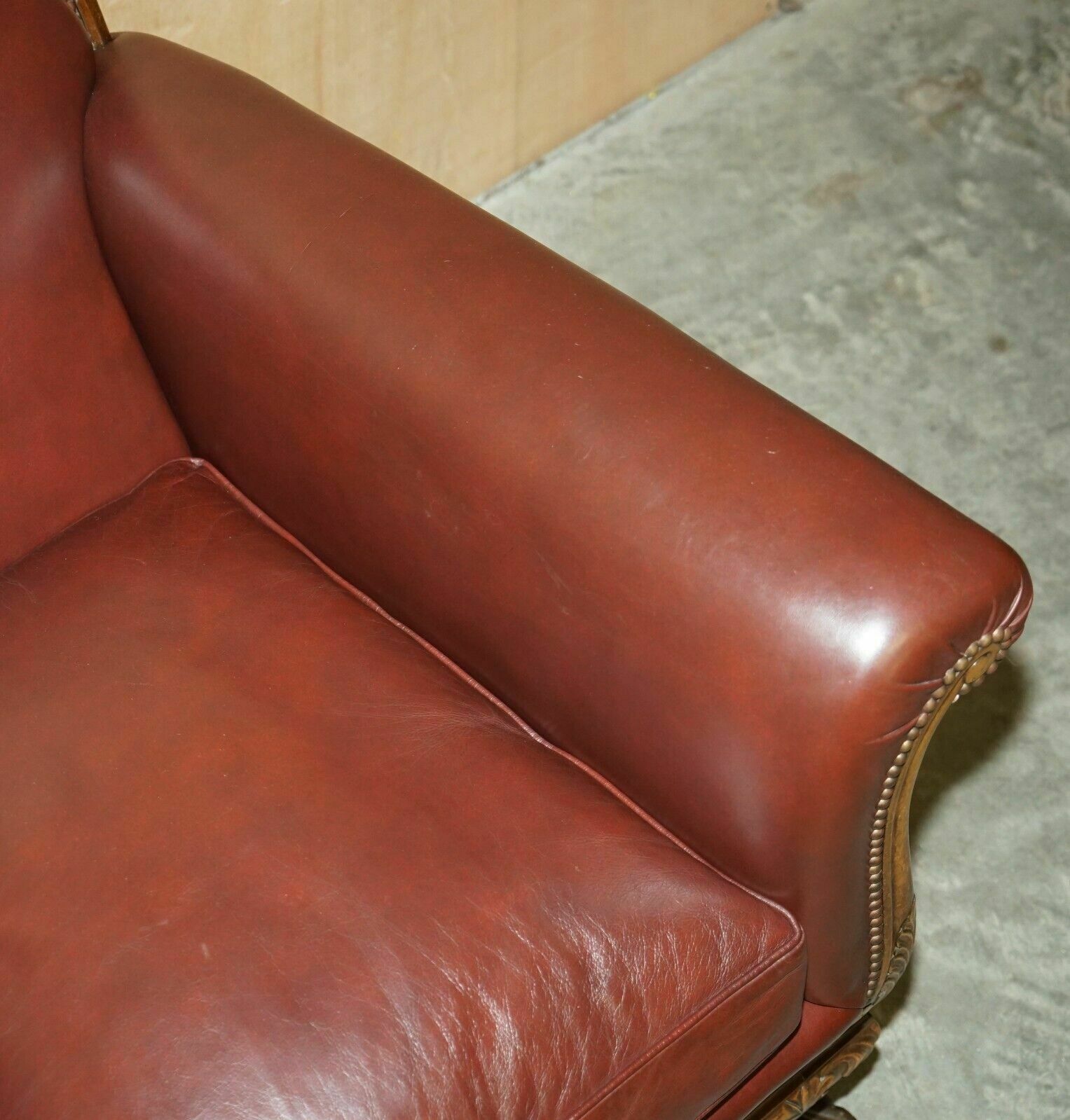 Antique Victorian Pair Of Claw & Ball Feet Brown Leather Walnut Club Armchairs photo buy