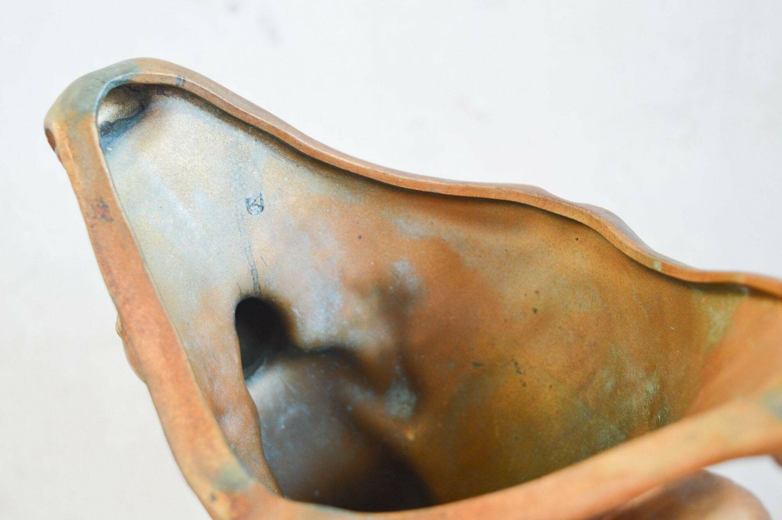 photo furniture Rare Antique Cherub Gold Vase, Art Nouveau Baby Cherub Ornate Planter 22x20cm