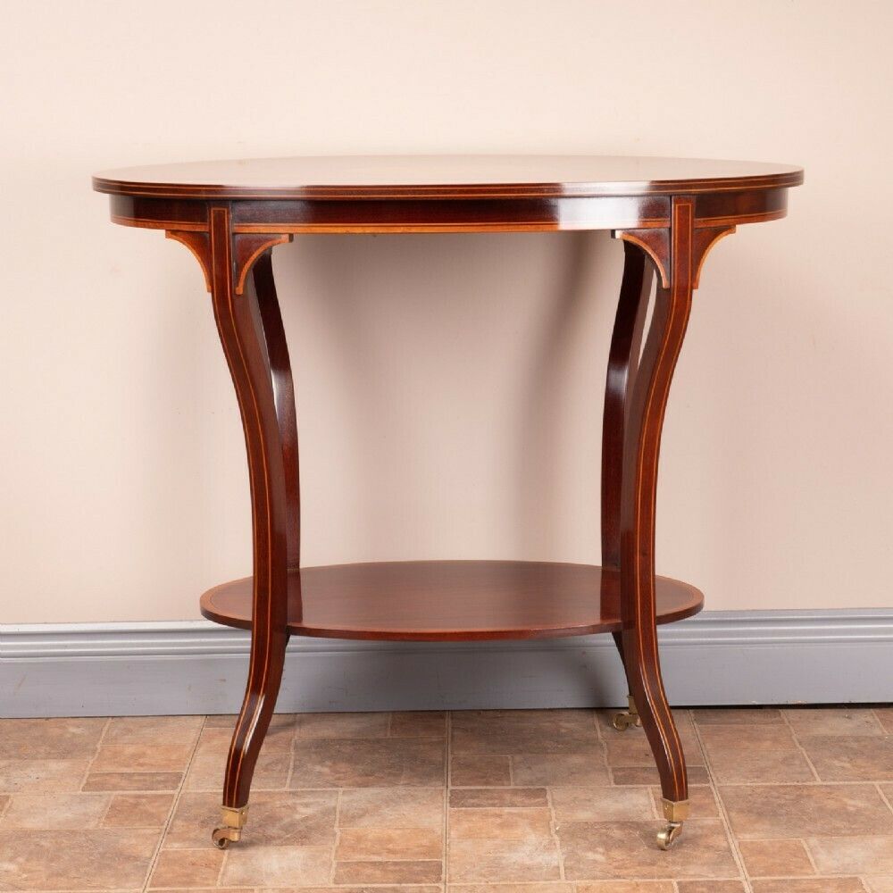 Good Quality Edwardian Inlaid Oval Mahogany Occasional Table photo for sale
