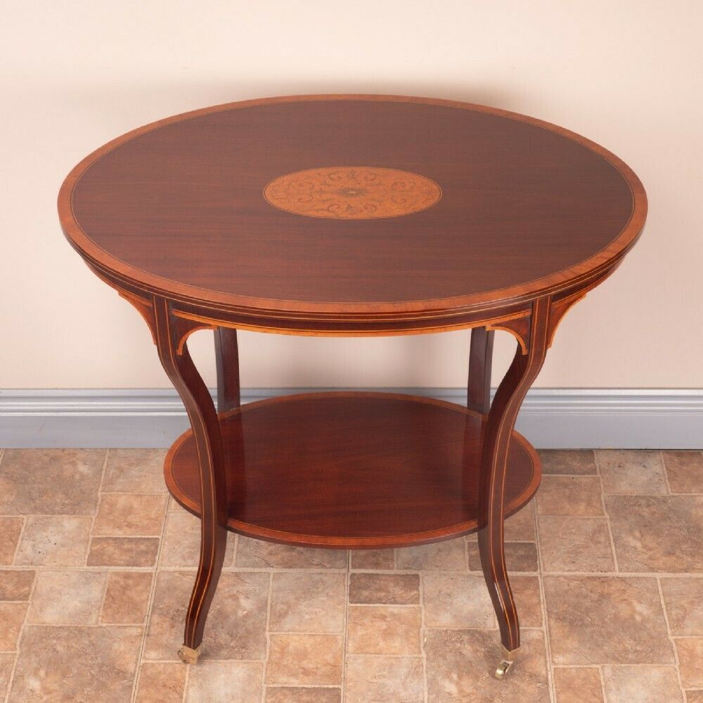 Good Quality Edwardian Inlaid Oval Mahogany Occasional Table photo Furniture