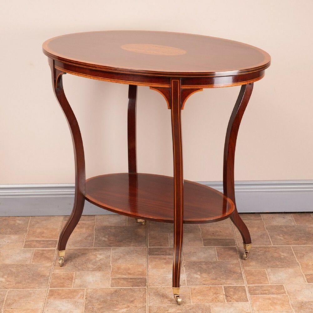 Good Quality Edwardian Inlaid Oval Mahogany Occasional Table photo vintage