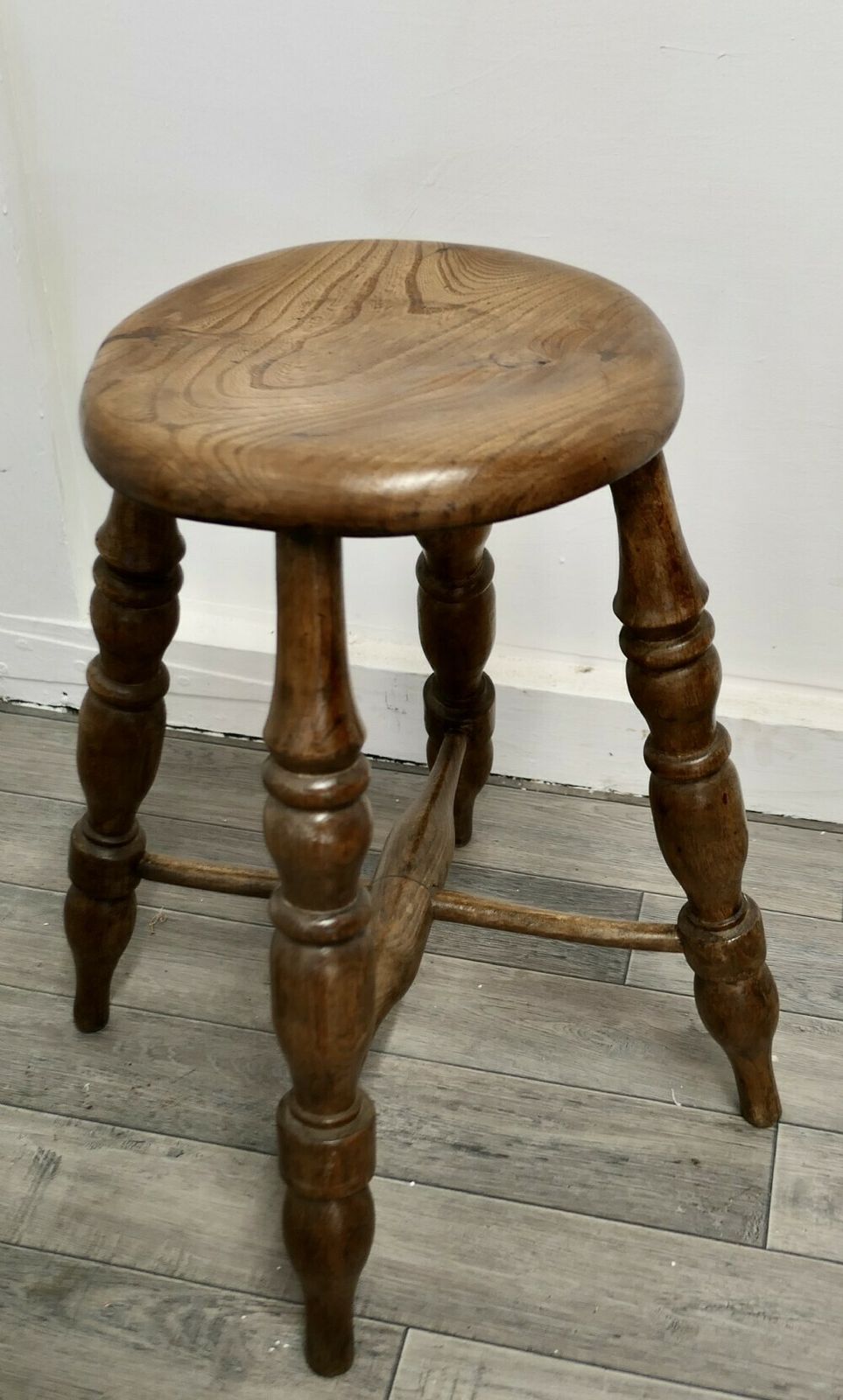 A Pair Of Chunky Victorian Elm Farmhouse Kitchen Stools photo for sale