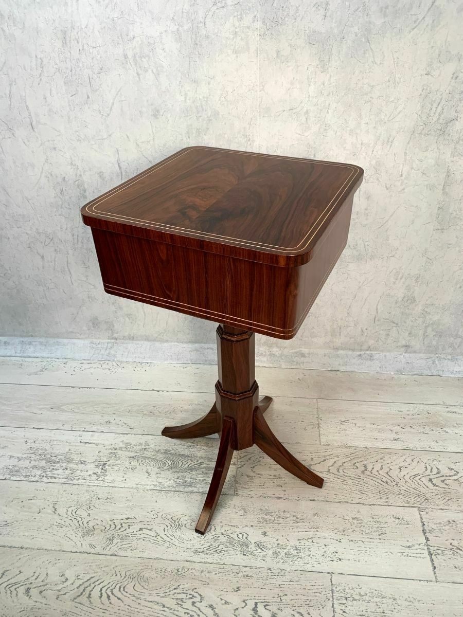 Elegant Mahogany Biedermeier Sewing Table photo vintage