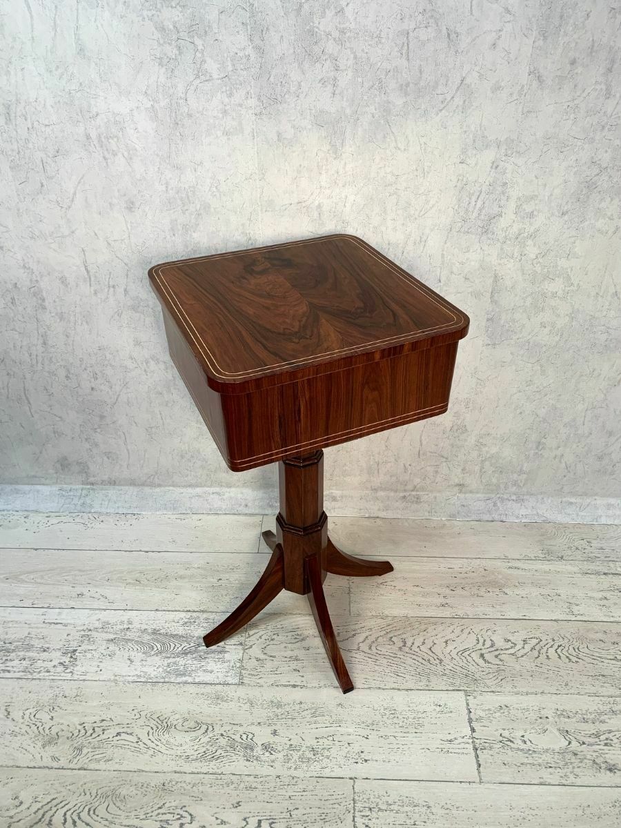 photo furniture Elegant Mahogany Biedermeier Sewing Table