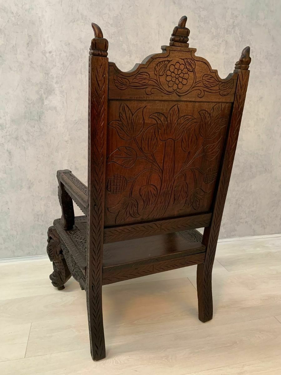 19th Profusely Carved Indian Moghul Armchair photo 899.0