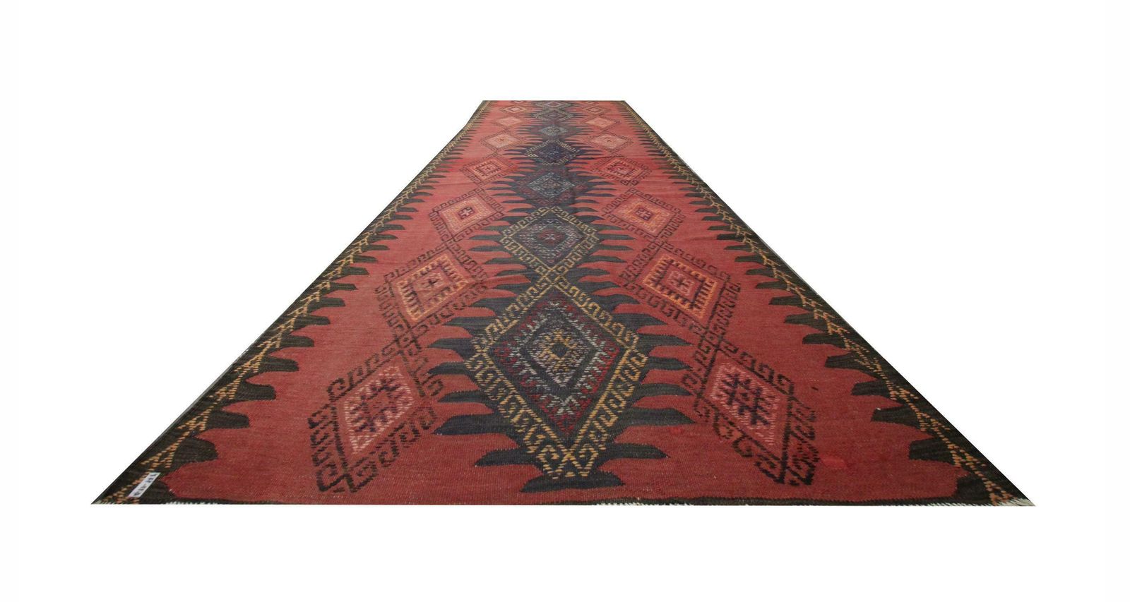 Caucasian Kilim Rug, Handmade Carpet Red Blue Wool Runner Rug photo furniture