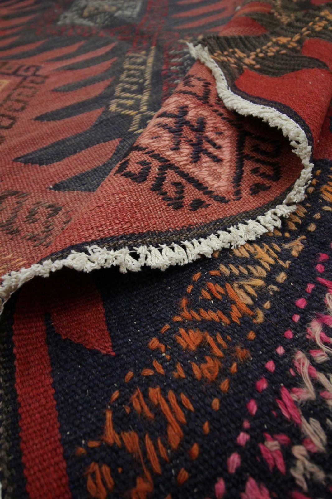 Caucasian Kilim Rug, Handmade Carpet Red Blue Wool Runner Rug photo buy