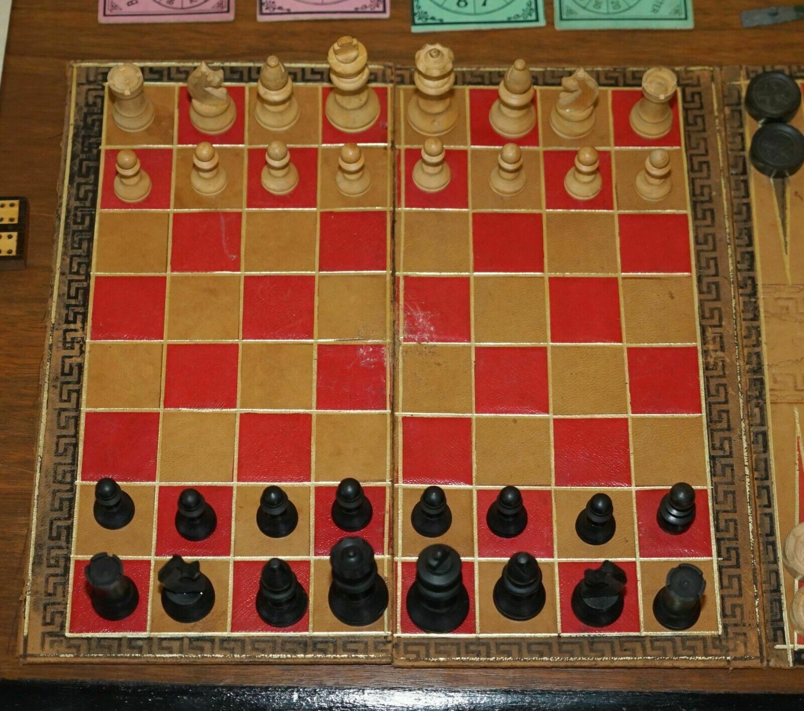 photo for sale Lovely Circa 1880 Victorian Walnut Games Compendium Chess Horse Racing Dice