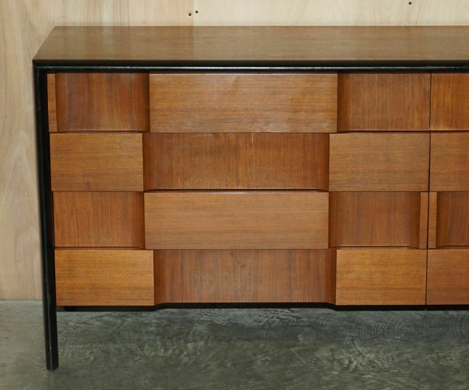 Rare Mid Century Modern Edmond J Spence Checkerboard Sideboard Chest Of Drawers photo for sale